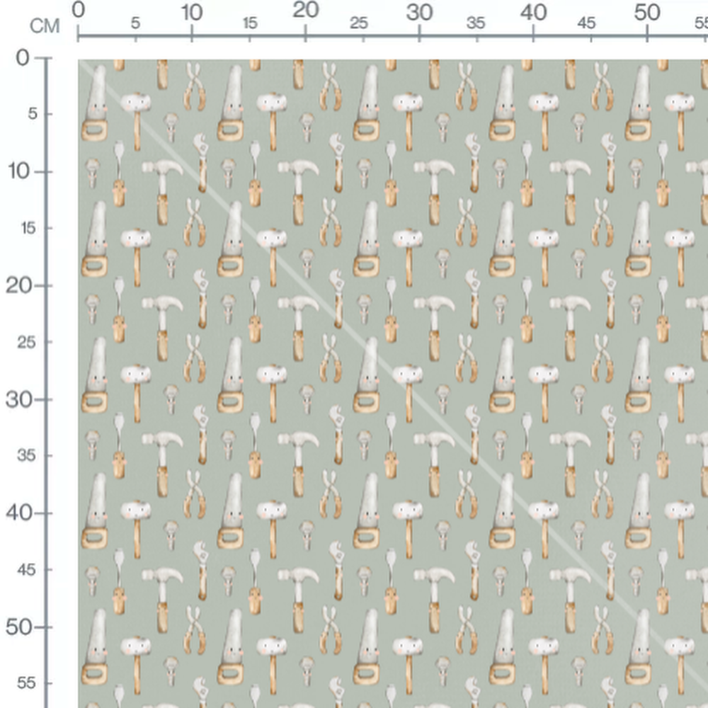 Tissu - Outils souriants sur fond vert