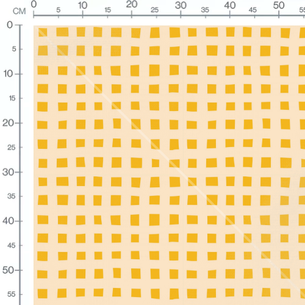 Tissu - Carrés jaunes sur beige