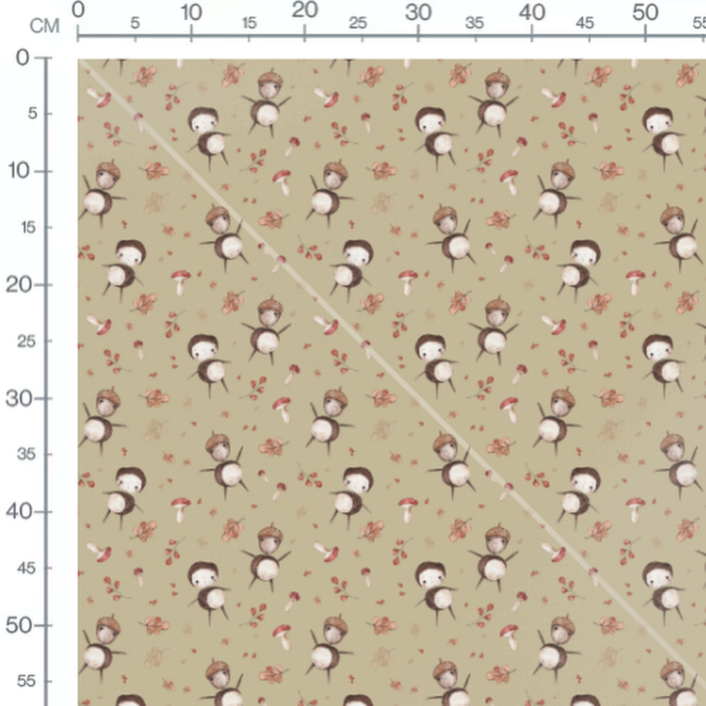 Tissu - Personnages sur fond beige