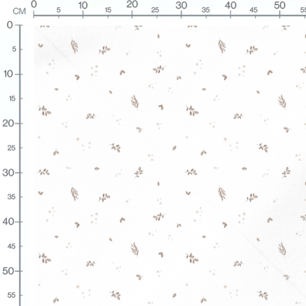 Tissu - Feuilles et points discrets