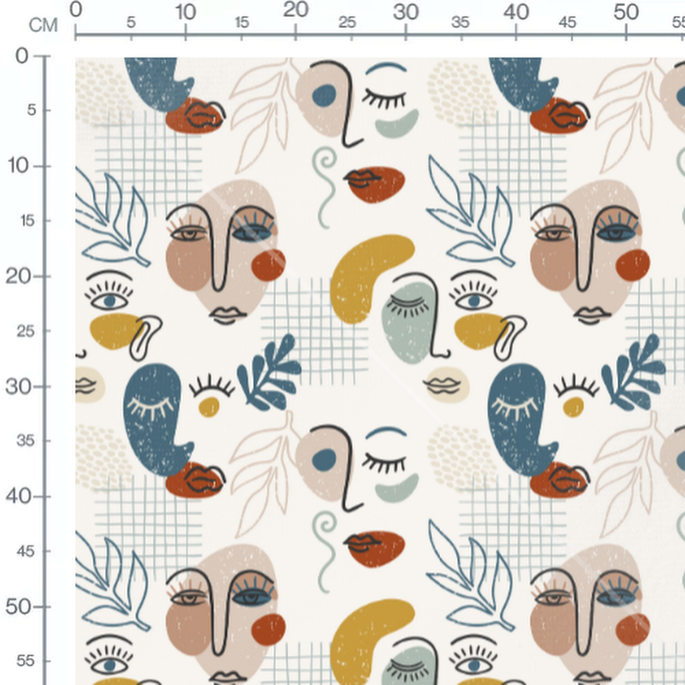 Tissu - Visages abstraits multicolores