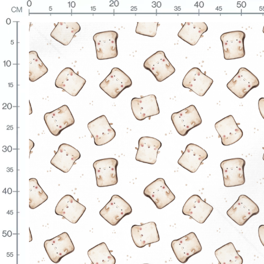 Tissu - Pain souriant sur fond blanc