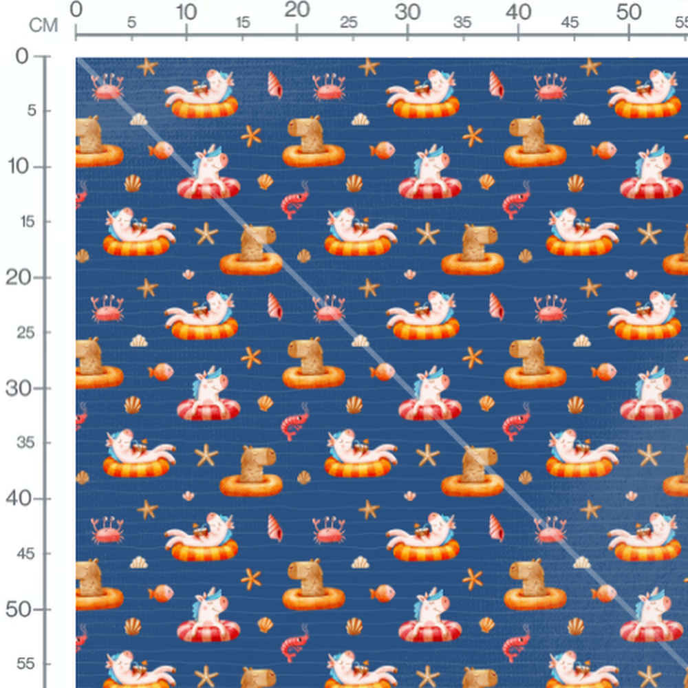 Tissu - Licornes et lamas en vacances