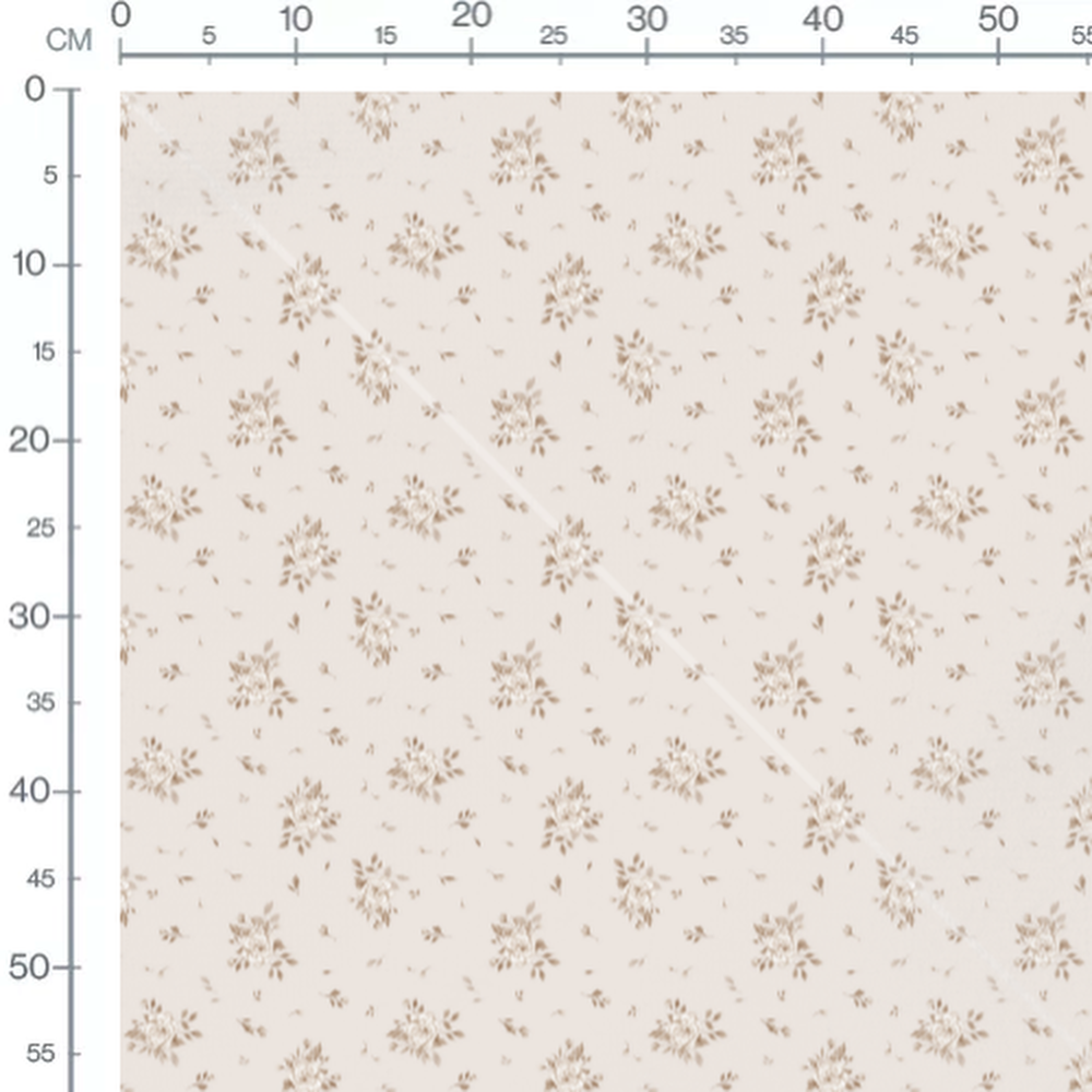 Tissu - Roses beiges et feuilles claires