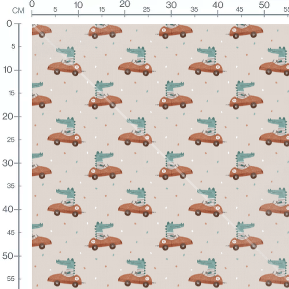 Tissu - Crocodiles sur fond beige