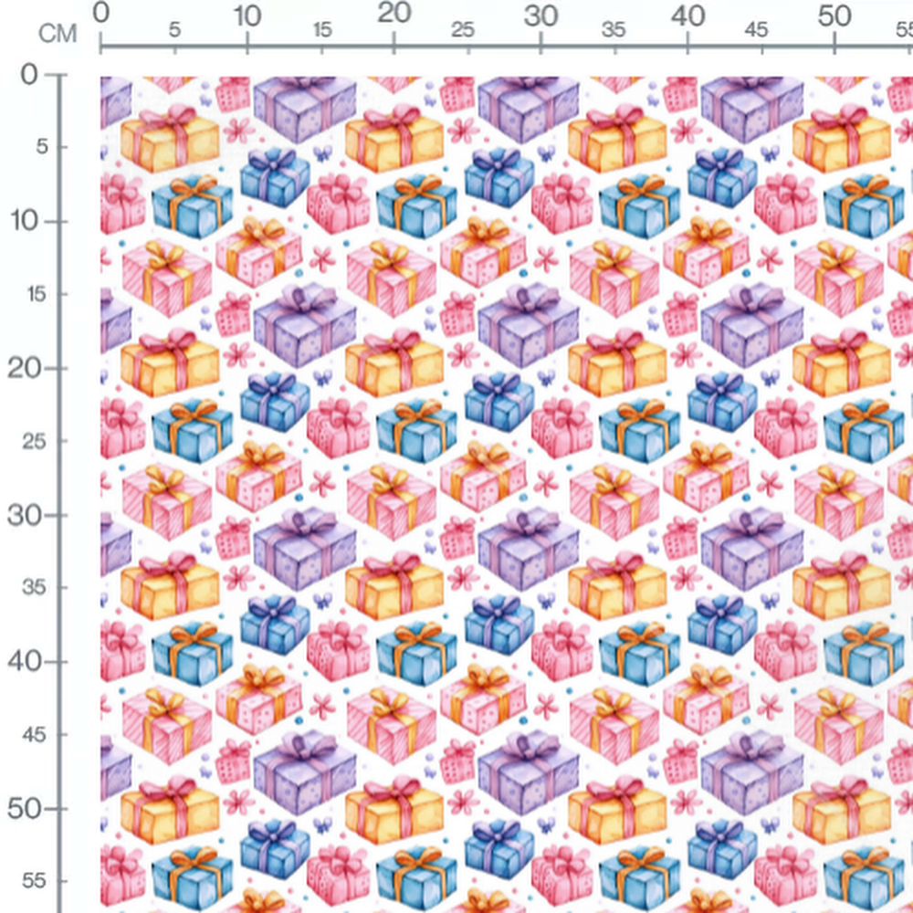 Tissu - Tissu Cadeaux Joyeux Aquarelle