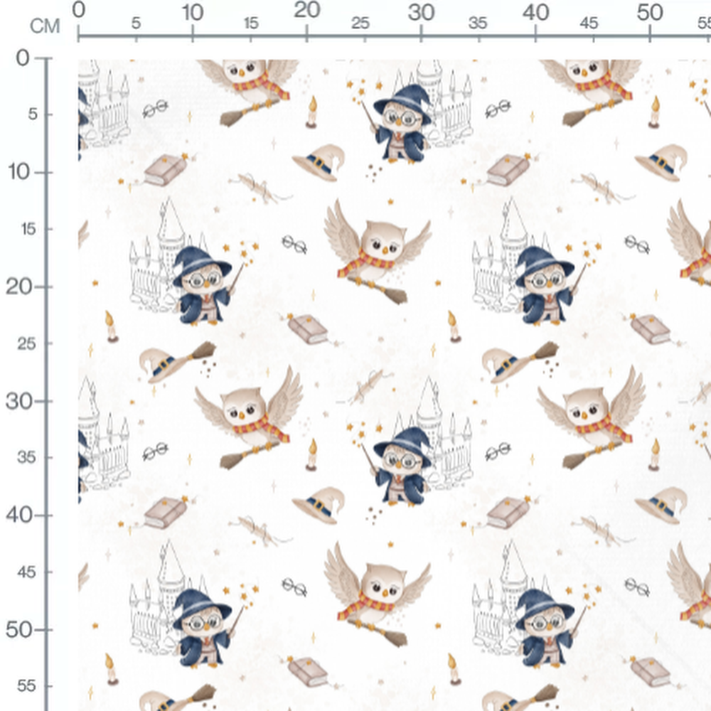 Tissu - Chouettes sorcières et châteaux