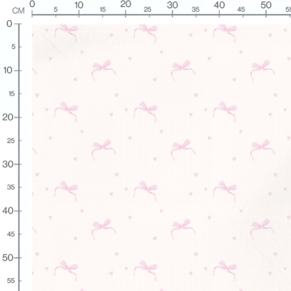 Tissu - Cœurs roses sur fond blanc 2