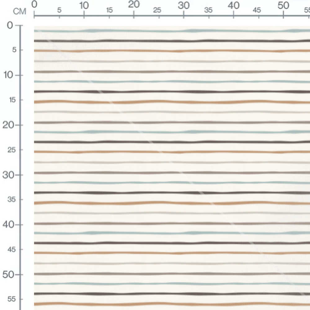 Tissu - Rayures marron et bleu crème 2