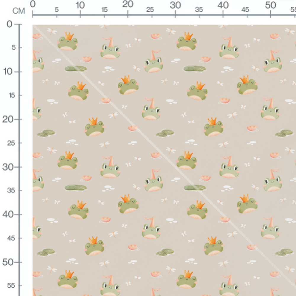 Tissu - Grenouilles souriantes beiges