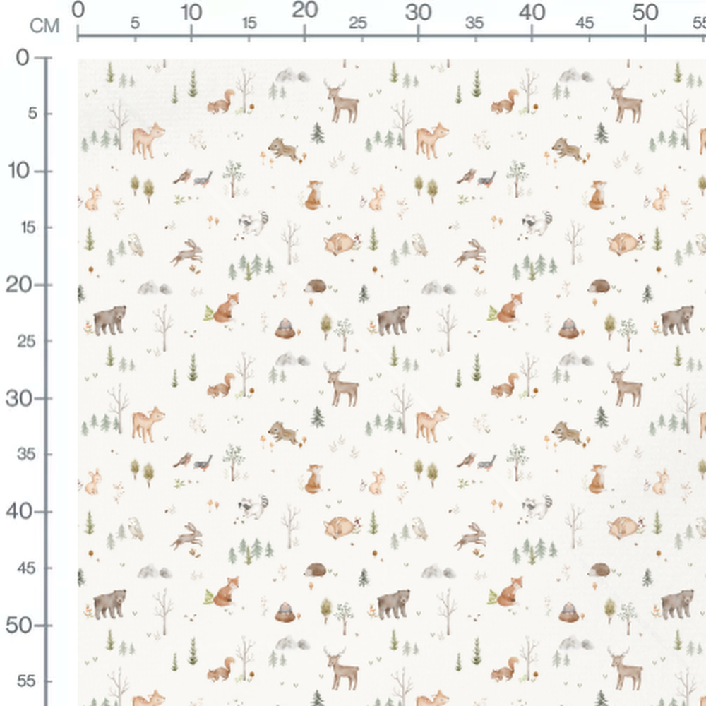 Tissu - Faune douce et arbres