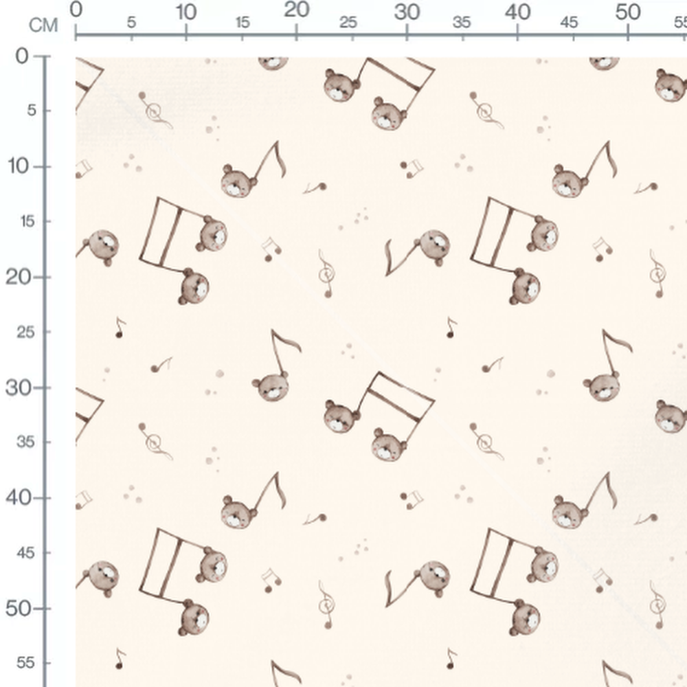 Tissu - Ours et notes musicales