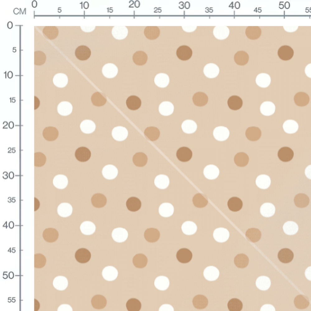 Tissu - Pois blancs et bruns beige