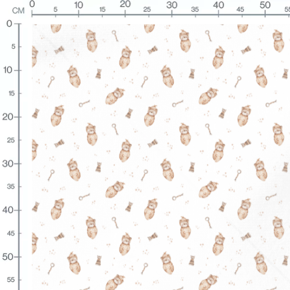 Tissu - Bébés animaux endormis à pois