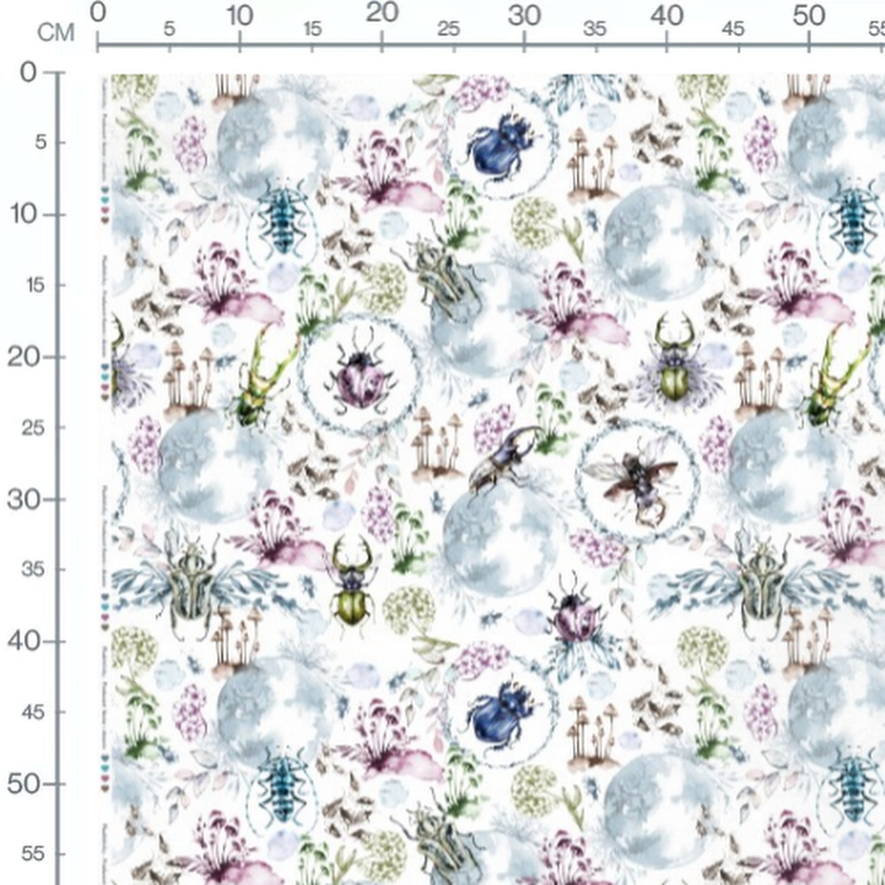 Tissu - Fleurs colorées et feuillage