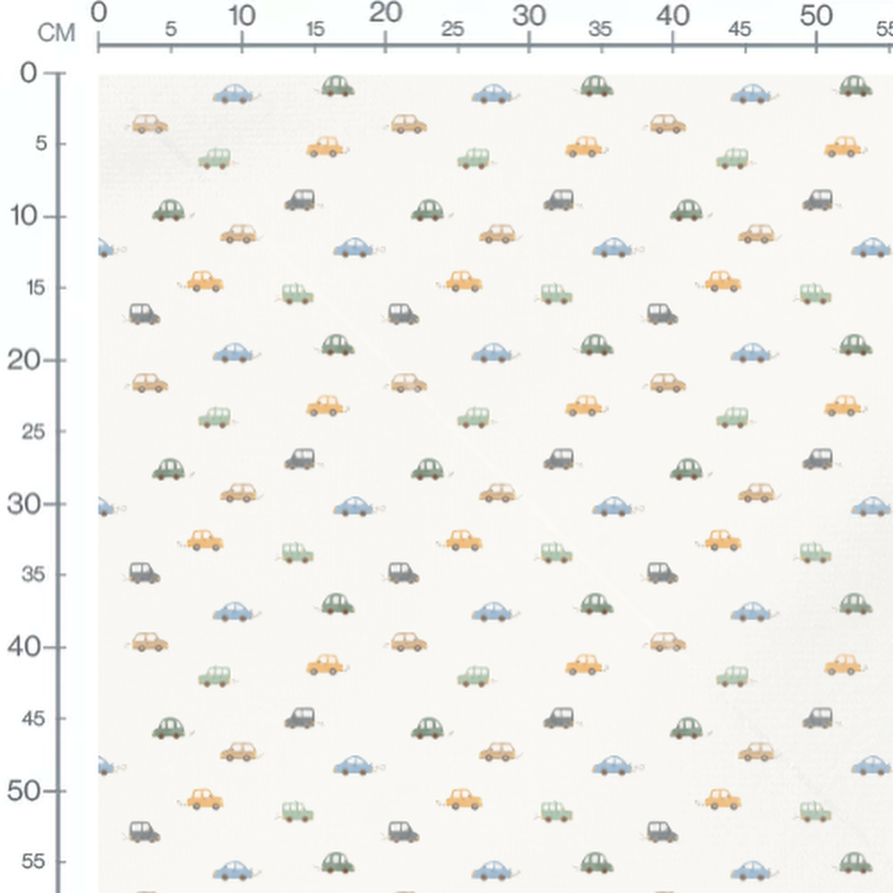 Tissu - Voitures vives sur fond blanc