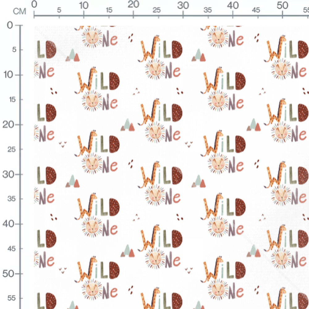 Tissu - Animaux et texte colorés