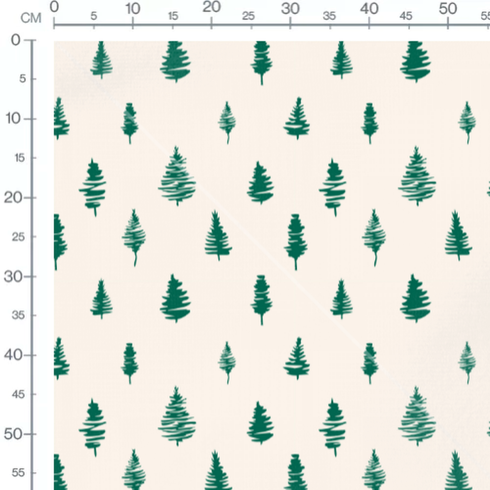 Tissu - Sapin graphique sur beige