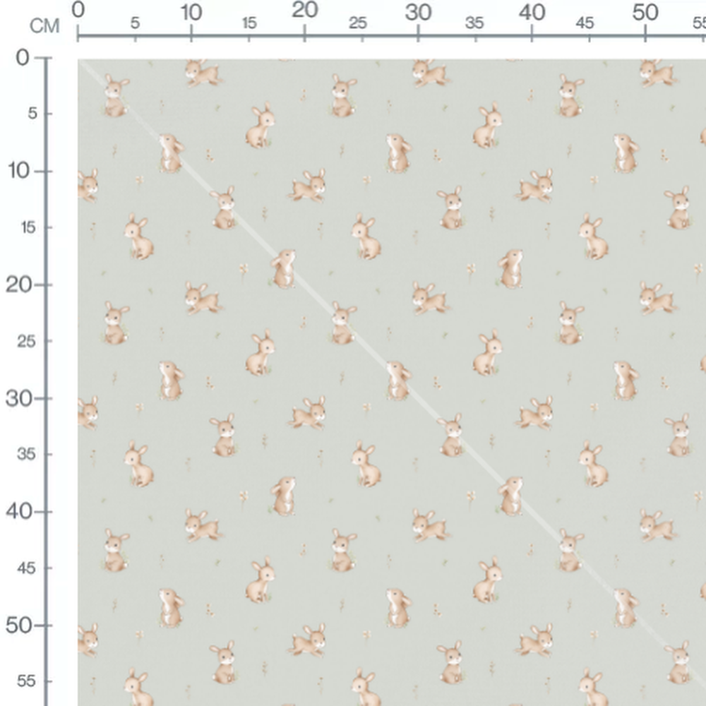 Tissu - Lapins beige sur fond vert