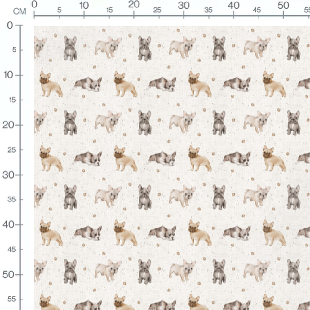 Tissu - Chiens marron sur beige
