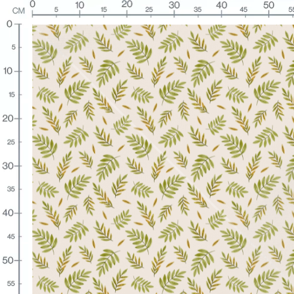 Tissu - Branches brunes et vertes