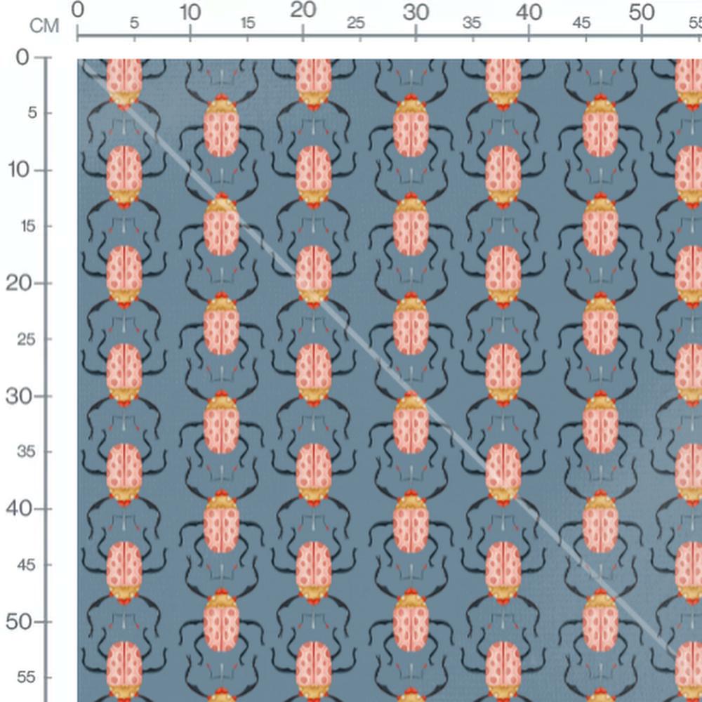 Tissu - Coléoptères roses circulaires