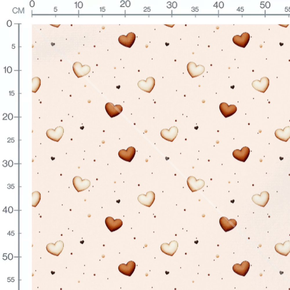 Tissu - Cœurs dégradés et pois