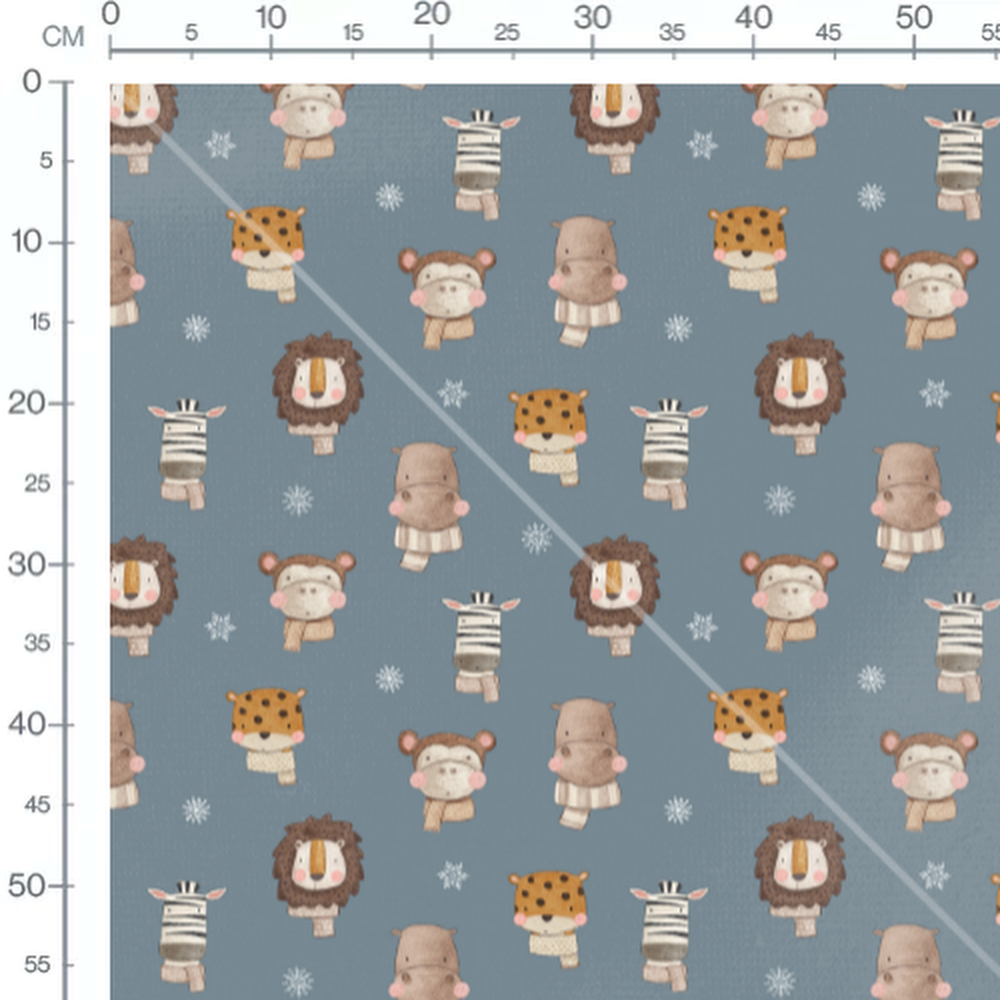 Tissu - Animaux en écharpes hivernales