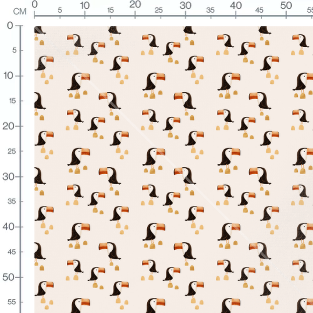 Tissu - Toucans sur fond beige