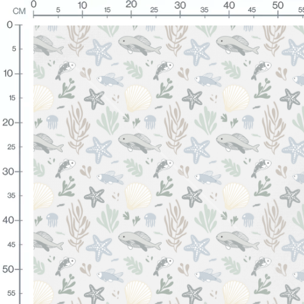 Tissu - Motifs marins pastel