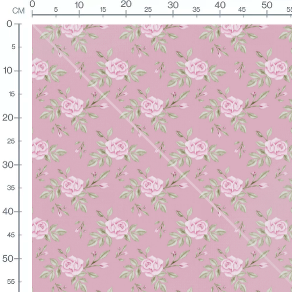 Tissu - Roses et bourgeons délicats