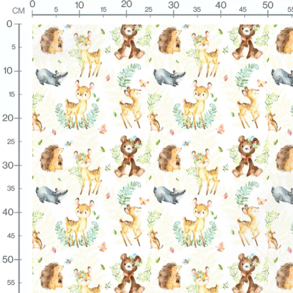 Tissu - Faons et ours en aquarelle