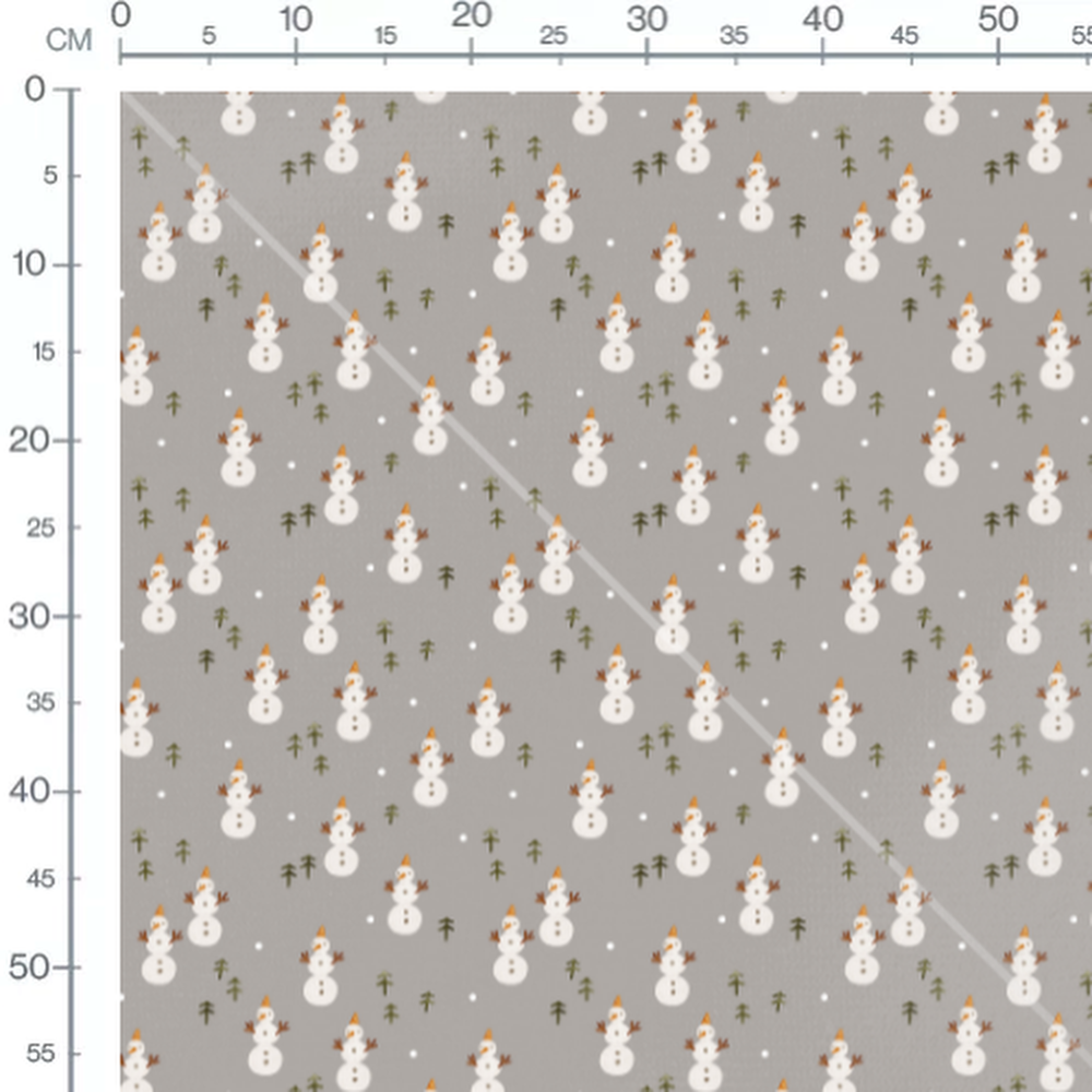 Tissu - Bonhommes neige sur gris