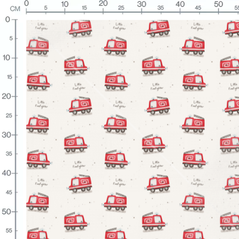 Tissu - Pompiers rouges sur beige