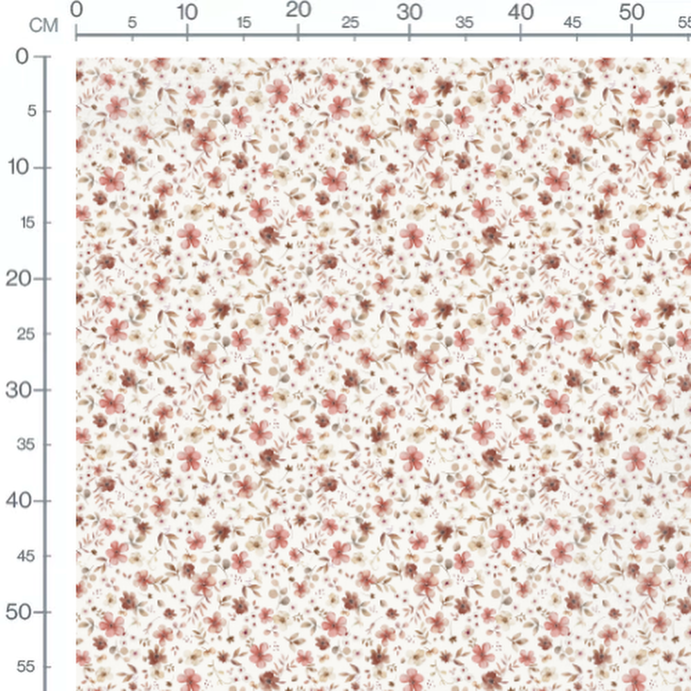 Tissu - Fleurs roses et brunes légères