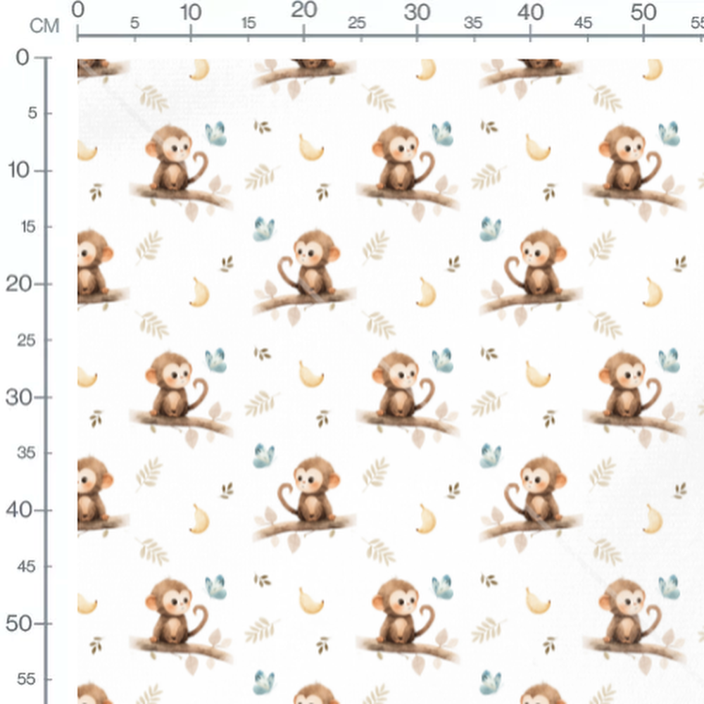 Tissu - Singe et papillon aquarelle