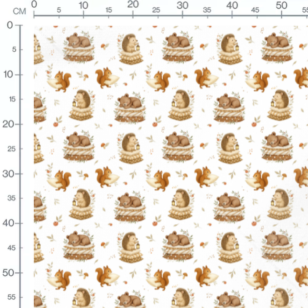 Tissu - Animaux mignons sur coussins