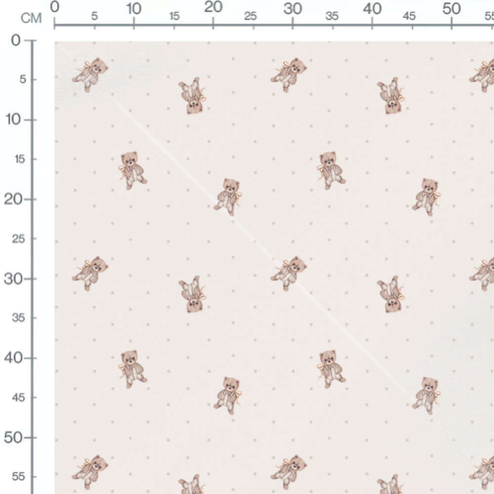 Tissu - Oursons et pois beige