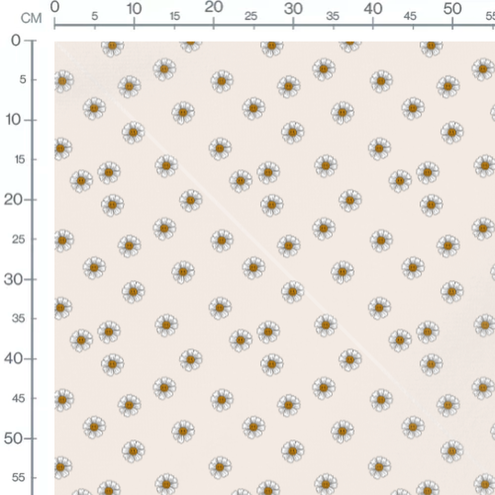 Tissu - Marguerites souriantes fond beige