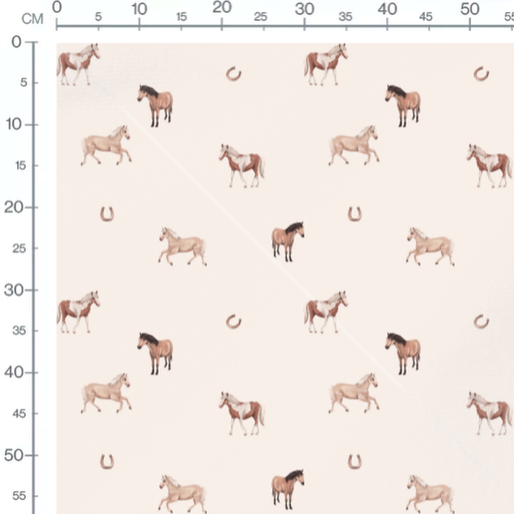 Tissu - Chevaux sur fond crème