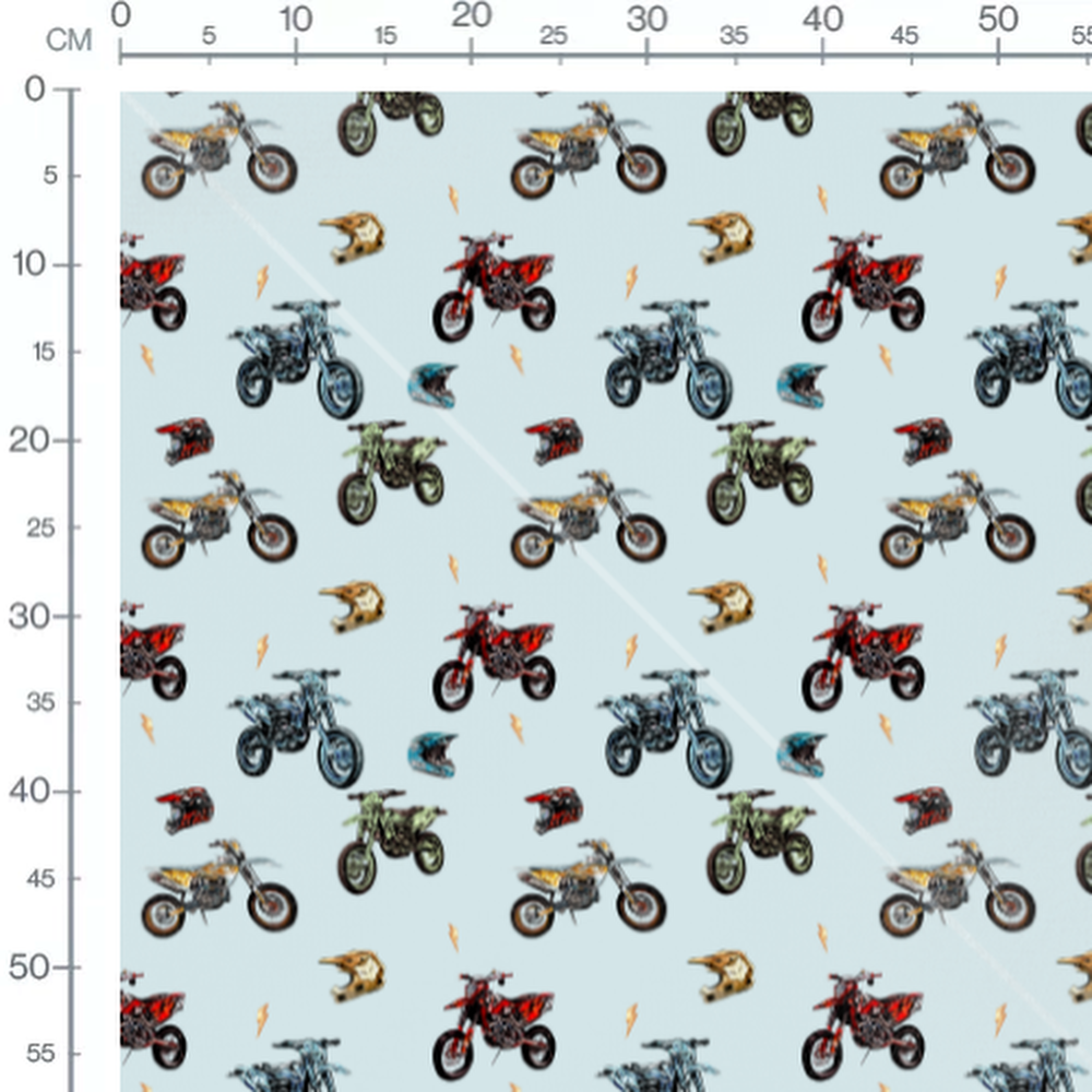 Tissu - Motos et casques colorés