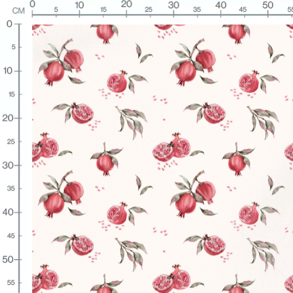 Tissu - Grenades aquarelle sur fond clair