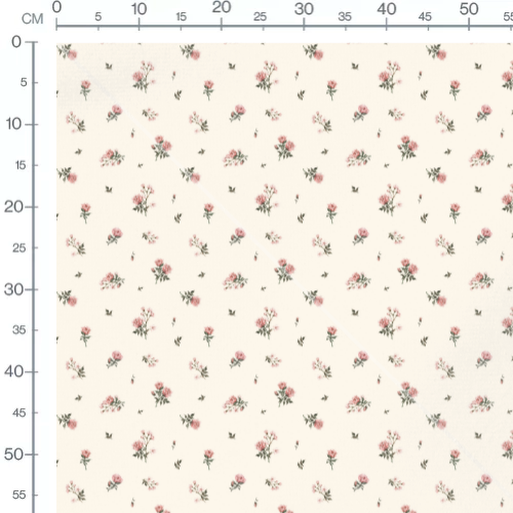 Tissu - Roses et branches délicates