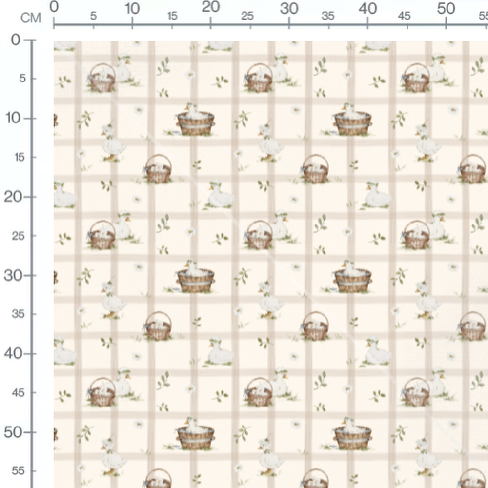 Tissu - Canards et paniers beige