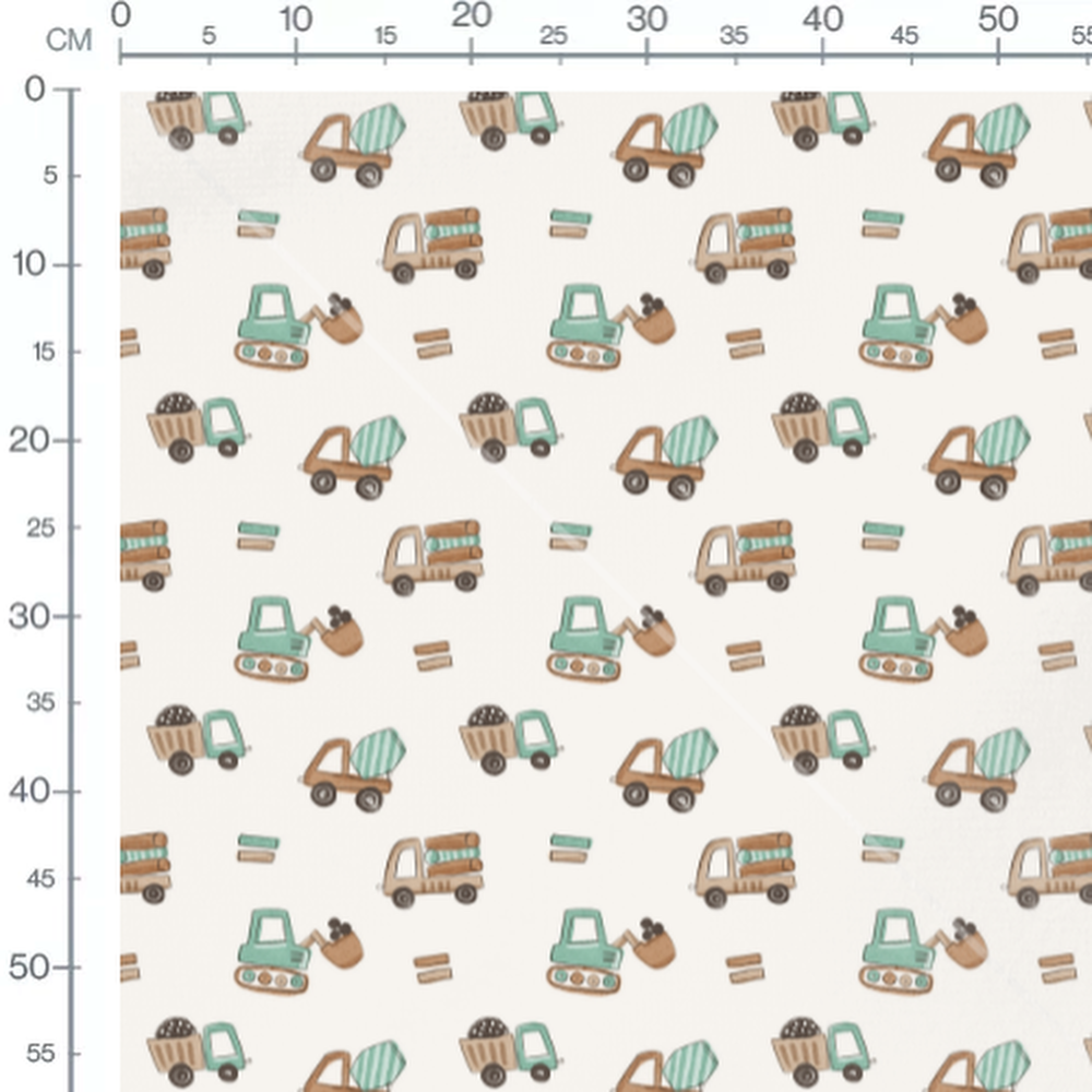 Tissu - Camions et engins colorés