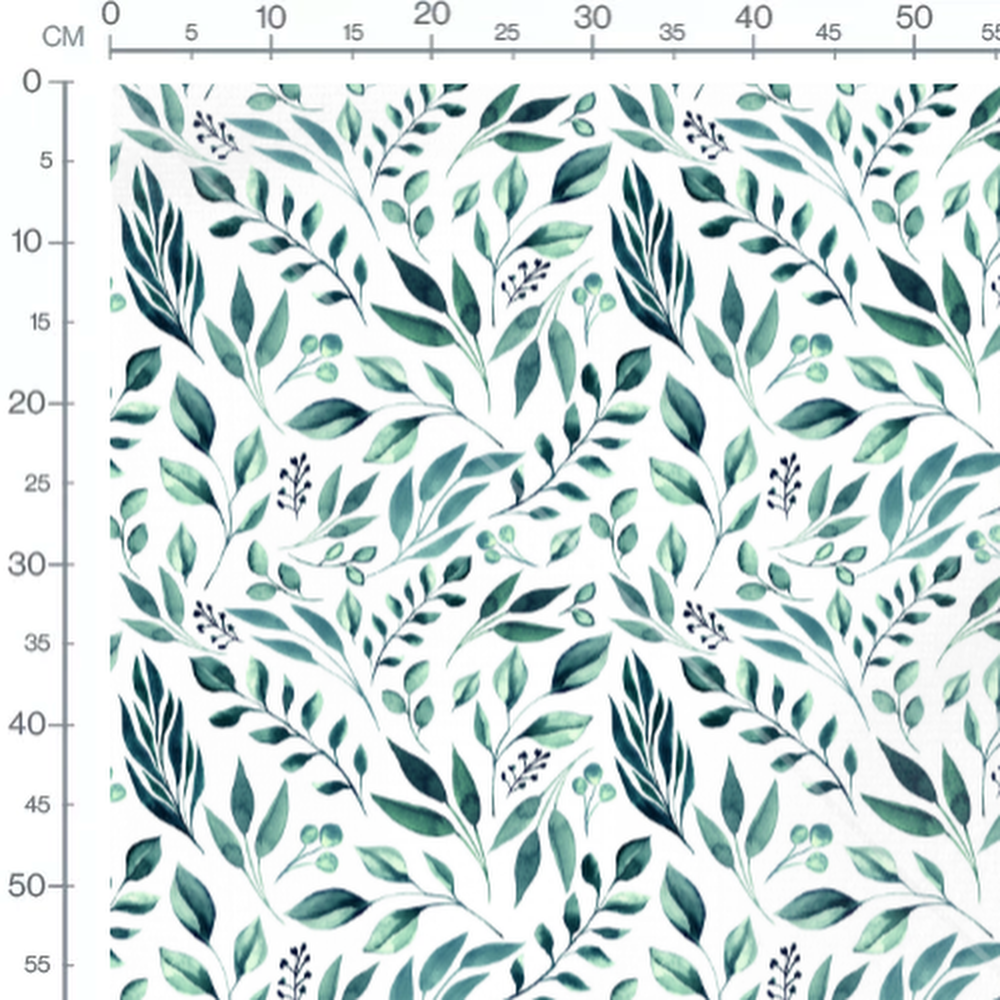 Tissu - Baies noires parmi les feuilles