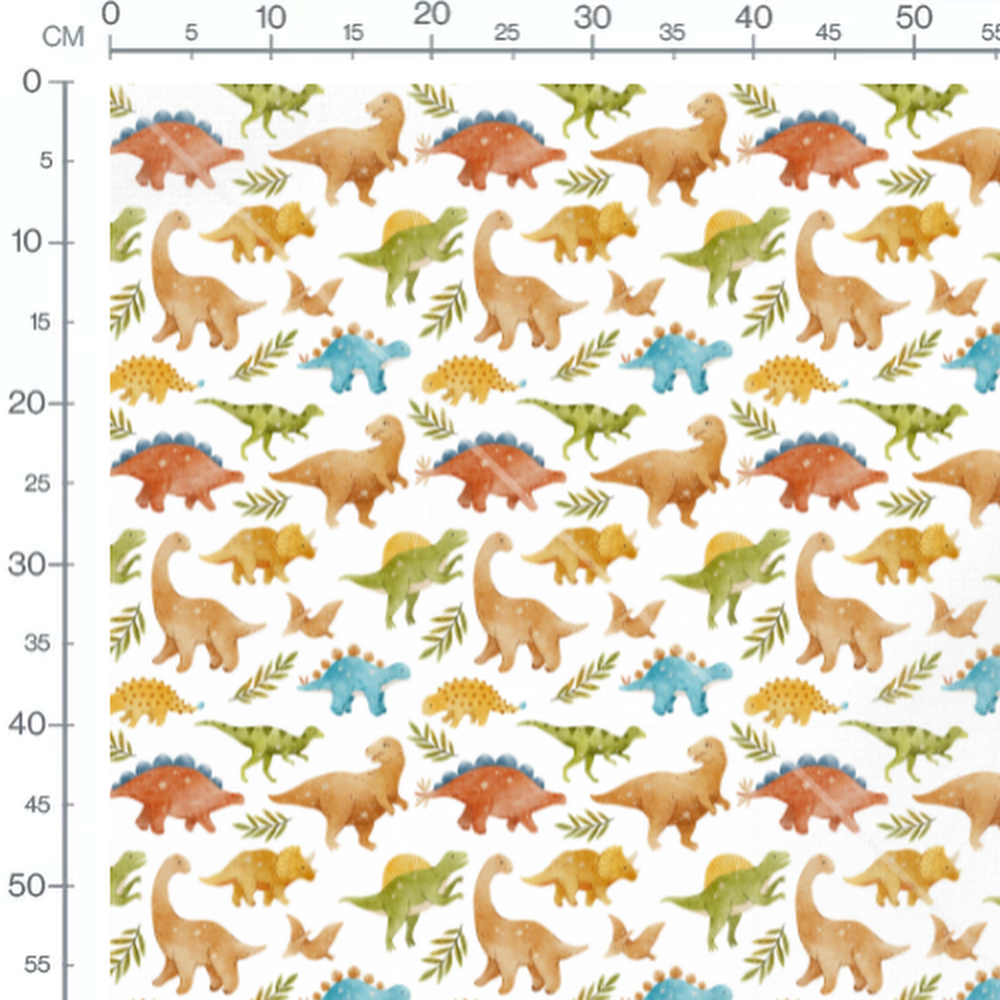 Tissu - Dinosaures colorés et étoiles