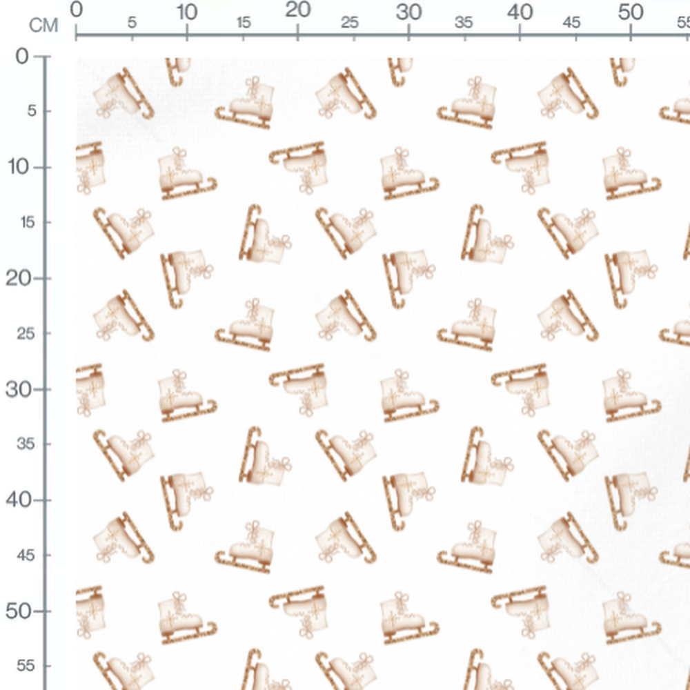 Tissu - Patins dorés sur fond blanc