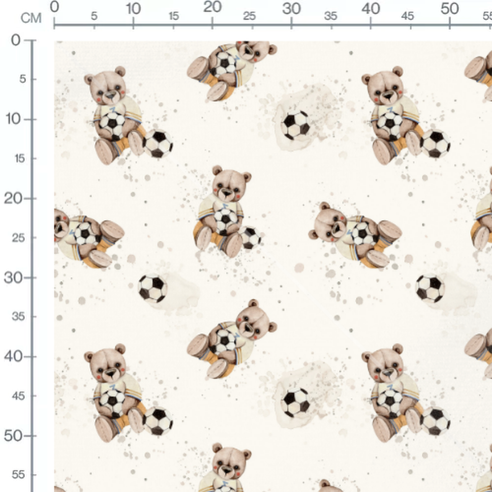Tissu - Ours avec ballons de football