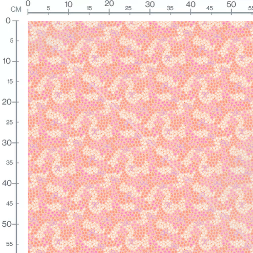 Tissu - Nœuds et fleurs pastel